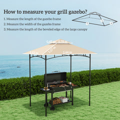 Outsunny Grill Gazebo Replacement Canopy Roof for 1.5 x 2.4m Frame, UPF50+ Protection, Double Tiered 5' x 8' Outdoor BBQ Gazebo Cover Replacement, TOP COVER ONLY, Beige