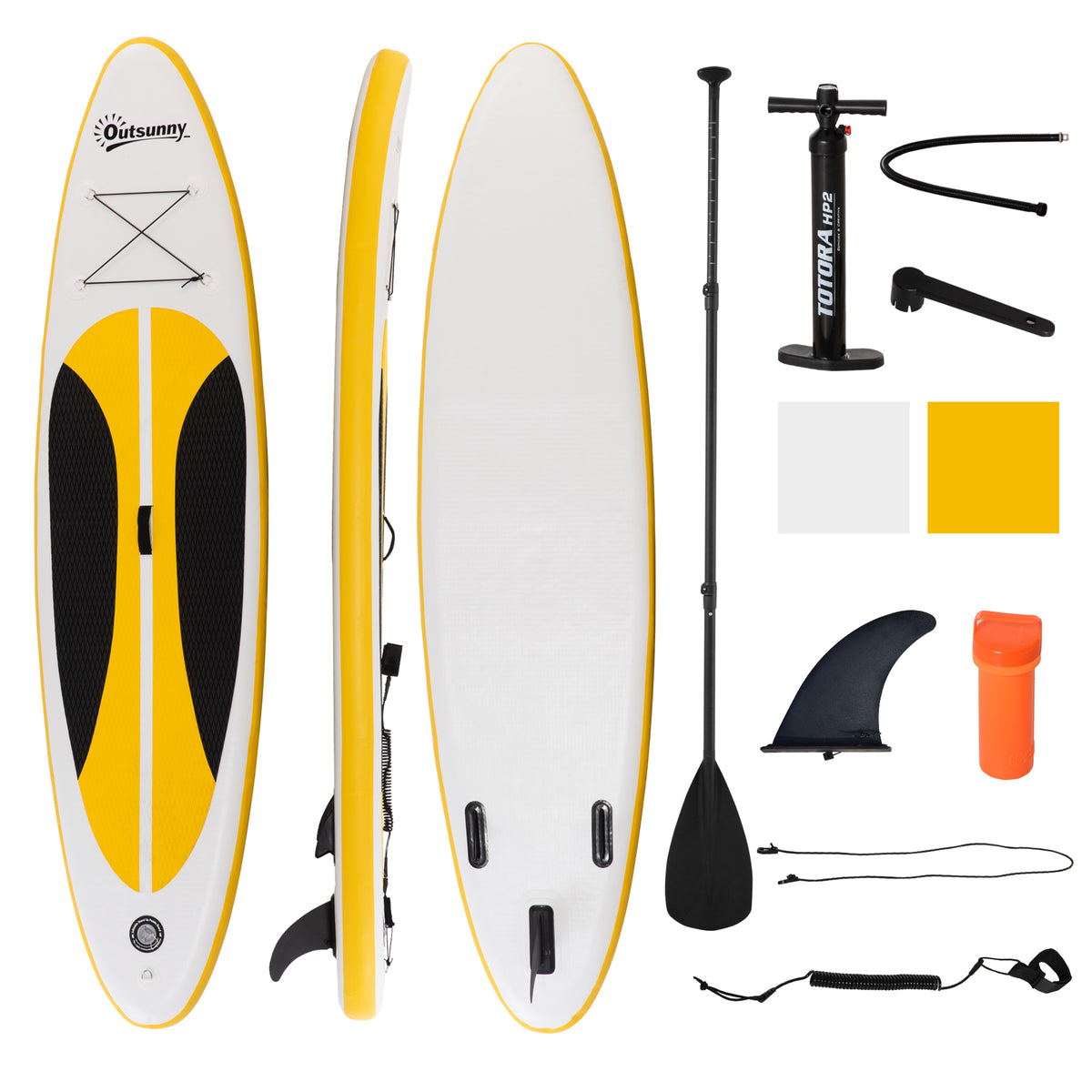 Outsunny 10' x 30" x 6" Inflatable Stand Up Paddle Board, Non-Slip & Ultra-Light Deck with ISUP Accessories, Adj Paddle, Backpack Bag, and Three Bottom Fins, for Youth Adults Beginner, White