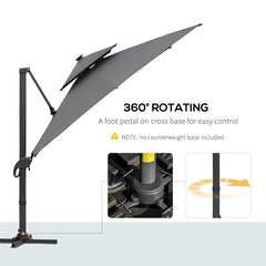 Outsunny 3 x 3(m) Aluminum Sun Square Canopy Top w/ Adjustable Pole Angle Dark Grey