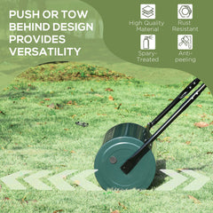 Outsunny 30 L Heavy Duty Water Or Sand Filled 30cm Garden Steel Lawn Roller Drum - Dark Green