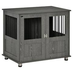 PawHut Dog Crate Table for Medium and Large Dogs with Magnetic Door for Indoor Use, 85 x 55 x 75 cm, Grey