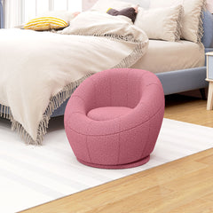 HOMCOM Modern Accent Chair, Swivel Upholstered Armchair for Living Room, Bedroom, Home Office, Pink