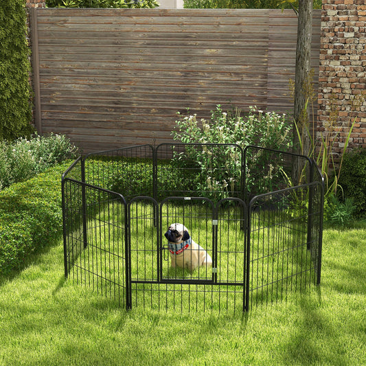 PawHut 8 Panels Heavy Duty Puppy Playpen, for Small and Medium Dogs, Indoor and Outdoor Use - Black