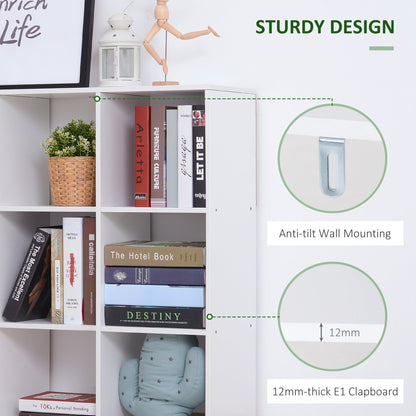 HOMCOM Wooden 9 Cube Storage Cabinet Unit 3 Tier Bookcase Shelves Organiser Rack Display - White