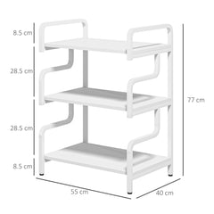 HOMCOM 3-Tier Printer Stand with Storage Shelves, Printer Table, 55 x 40 x 77cm Printer Shelf for Home Office, Study, White