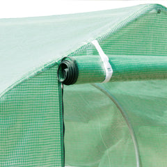 Outsunny Walk-in Polytunnel Greenhouse, Outdoor Garden Tunnel Greenhouse Tent with Zipped Roll-Up Door and 8 Mesh Windows, 6 x 3M