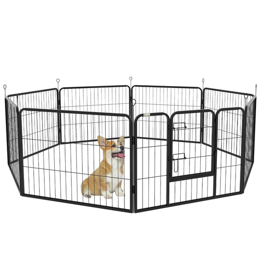 PawHut Steel 8 Panel Dog pen Pet Puppy PlayPen Black