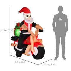 HOMCOM 5.5ft Christmas Inflatable Santa Claus Riding a Motorcycle Blow Up Decoration Xmas D√É¬©cor for Garden