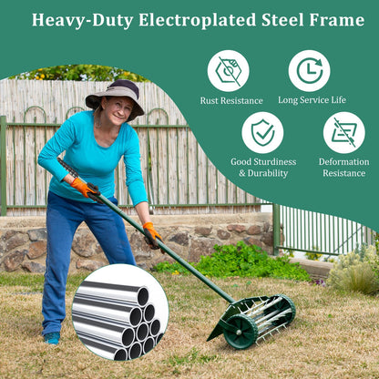 Lawn Spike Aerators Manual Grass Roller with Protective Fender