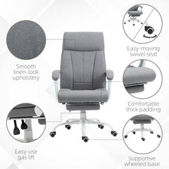 Vinsetto Office Chair, Ergonomic Desk Chair, Fabric Work Study Chair with 155√Ç¬∞ Reclining Back and Footrest, Adjustable Height and Swivel Wheels, Grey