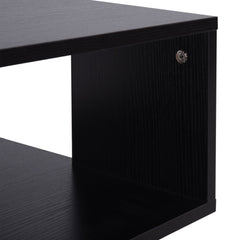 HOMCOM Side Table Square Coffee Table Modern End Table with 2 Tier Storage Shelves for Living Room, Bedroom, Black