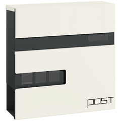 HOMCOM Locking Galvanised Steel Letterbox - White/Black