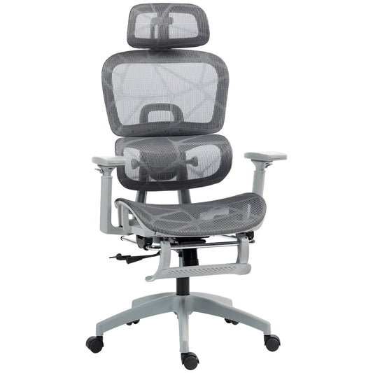 HOMCOM Multi-Adjustable Mesh Office Chair - Grey