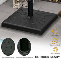 Outsunny 19kg Resin Garden Parasol Base Holder, Square Outdoor Market Umbrella Stand Weight for Poles of â32mm, â38mm, and â48mm, Black