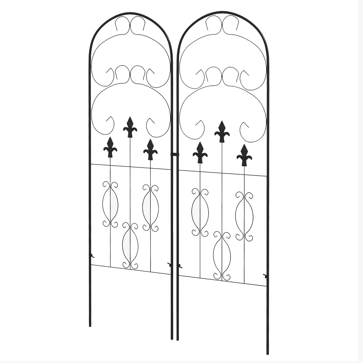 Outsunny Metal Trellis Set of 2, Garden Trellis for Climbing Plants Support Frames, Scrolls Design