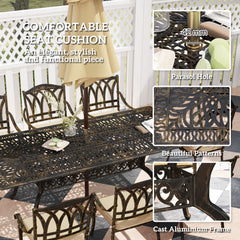 Outsunny Nine-Piece Cast Aluminium Garden Dining Set - Bronze Tone