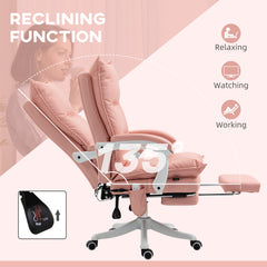 Vinsetto Vibration Massage Office Chair with Heat, Ergonomic Computer Desk Chairs, Faux Leather Desk Chair with Footrest, Armrest and Reclining Backrest, Pink