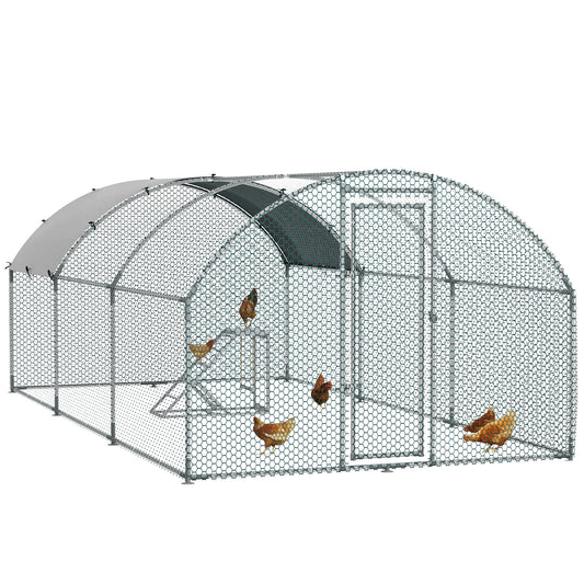 PawHut Walk In Chicken Run مع رف أنشطة الدجاج والغطاء، 2.8 × 5.7 × 2 متر