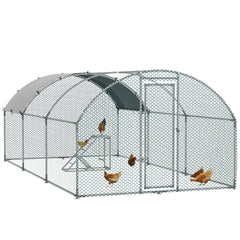 PawHut Walk In Chicken Run مع رف أنشطة الدجاج والغطاء، 2.8 × 5.7 × 2 متر