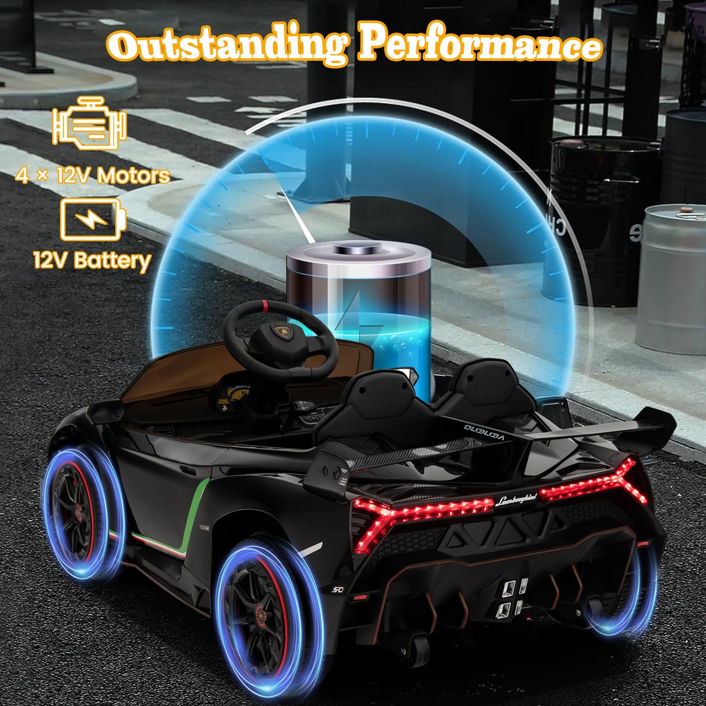 Licensed Lamborghini 4WD Kids Ride-on Sports Car-Black