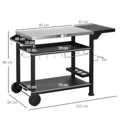 Outsunny Multi-Feature BBQ Grill Table, with Stainless Steel Top - Black