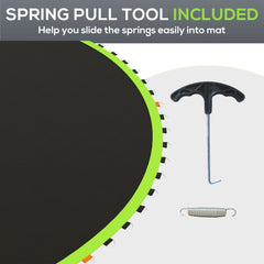 SPORTNOW Replacement Trampoline Mat with Spring Pull Tool, 72 V-Hooks, for 12ft Trampoline using 14cm Springs, Green