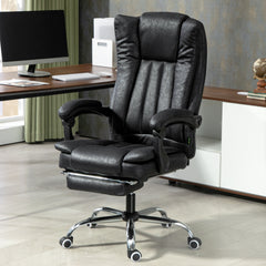 Vinsetto Home Office Chair Microfibre Desk Chair with Reclining Function Armrests Swivel Wheels Footrest Black