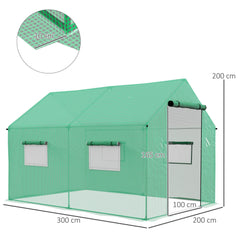 Outsunny Polyethylene Walk-in Polytunnel Greenhouse, 2 x 3(m), Green