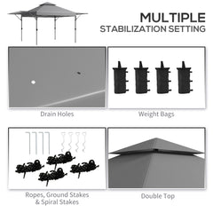 Outsunny 3 x 3m Height Adjustable Pop-Up Gazebo, with Accessories - Grey