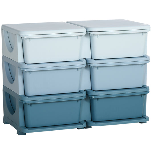 HOMCOM Kids Storage Unit, with Six Drawers - Blue