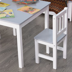 HOMCOM Kids Table and Chair Set 3 Pieces Toddler Preschoolers Desk with 2 Chairs for Indoor Study Rest Snack Time Grey