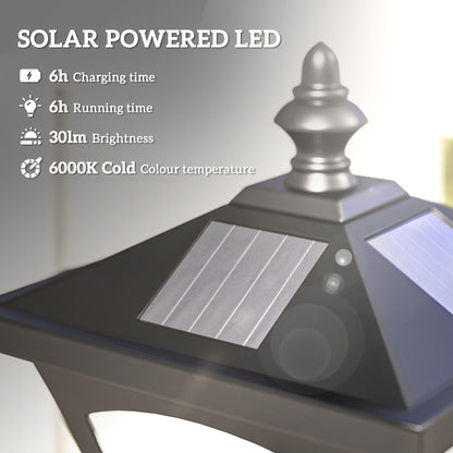 Outsunny Outdoor Garden Solar Post Lamp Photosensitive LED Lantern Bollard Pathway 1.2M Tall √¢‚Ç¨‚Äú Black
