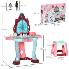 AIYAPLAY 31 Piece Kids Dressing Playset, with Magical Princess Mirror, Light and Sound - Pink and Blue