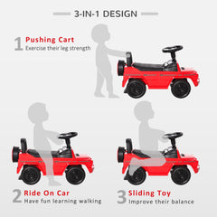 HOMCOM 3 in 1 Kids Ride On Car G350 Licensed Foot To Floor Slider Toddler Push Along NO POWER Red 12-36 months