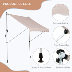 Outsunny 2x1.5m Adjustable Outdoor Aluminium Frame Awning Beige