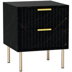 HOMCOM Elegant Two-Drawer Bedside Table - Black