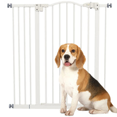 PawHut Pressure Fit Dog Stair Gate No Drilling Safety Gate Auto Close for Doorways, Hallways, 74-94cm Adjustable, 94cm Tall, White