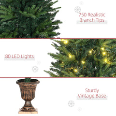 HOMCOM 1.2m 4ft Christmas Tree Entrance D√É¬©cor 750 Tips Xmas Pre-lit Tree 80 LED with Vase Base