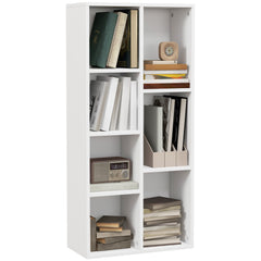 HOMCOM Seven-Cube Bookcase - White Wood Effect