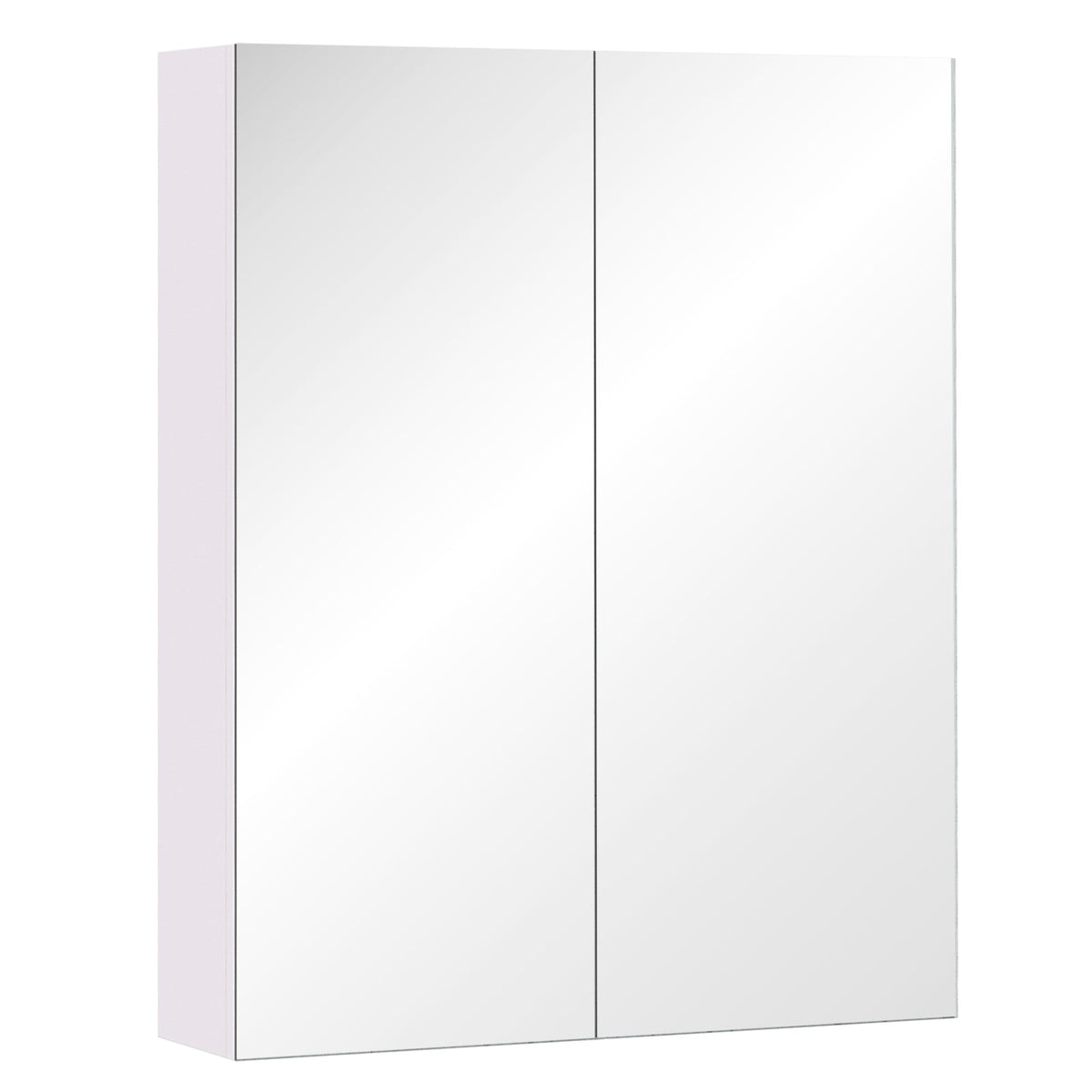 HOMCOM Mirror Cabinet, Wall Mount Bathroom Storage Cabinet with Adjustable Shelf, Double Door Cupboard, 60 x 15 x 75 cm, White