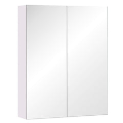 HOMCOM Mirror Cabinet, Wall Mount Bathroom Storage Cabinet with Adjustable Shelf, Double Door Cupboard, 60 x 15 x 75 cm, White