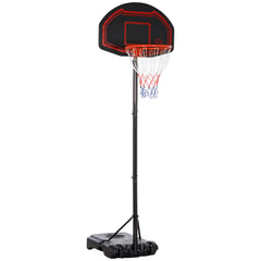 HOMCOM Basketball Hoop Stand Portable Adjustable Height 2.1-2.6m w/ Wheels, Sturdy Rim Stable Base, Black