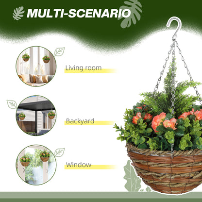 Outsunny Set of Two Hanging Lisianthus Flower Pots - Orange/Green