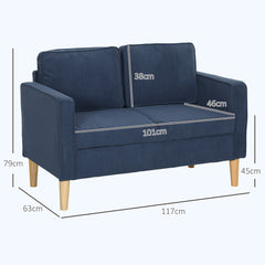 HOMCOM Small Two-Seater Corduroy Sofa - Blue