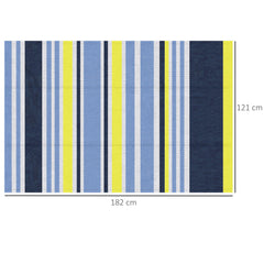 Outsunny Reversible Outdoor Rug, Waterproof Plastic Straw Mat for Backyard, Deck, RV, Picnic, Beach, Camping, 121 x 182 cm, Dark Blue and Yellow