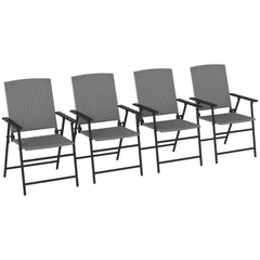 Outsunny Set of Four Folding Rattan Seat Chairs - Grey