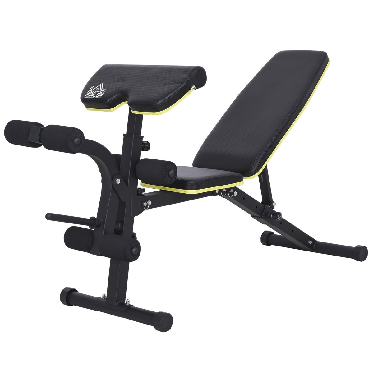 HOMCOM PVC Upholstered Steel Sit-Up/Dumbbell Duo Bench Black