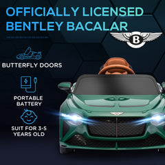 HOMCOM Bentley Bacalar Licensed 12V Kids Electric Car, with Remote Control, Horn, Lights, Music, Suspension Wheels, Green