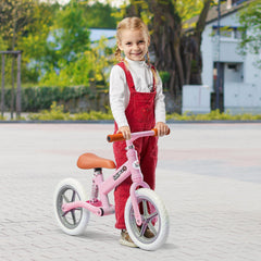 HOMCOM 12" Kids Balance Bike No Pedal Bicycle EVA Tire Adjustable Seat Toddler Training Bike W/ Shock Absorber 2 - 5 Years Gift for Boys Girls Pink