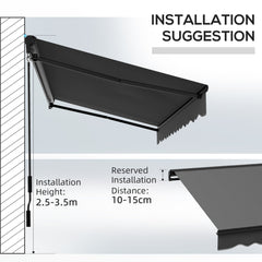 Outsunny 2.5 x 3.5m Aluminium Frame Electric Awning, with Remote - Dark Grey